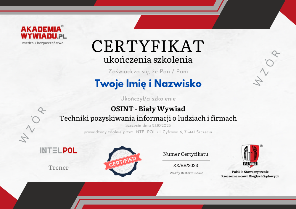 Certyfikat kurs online OSINT