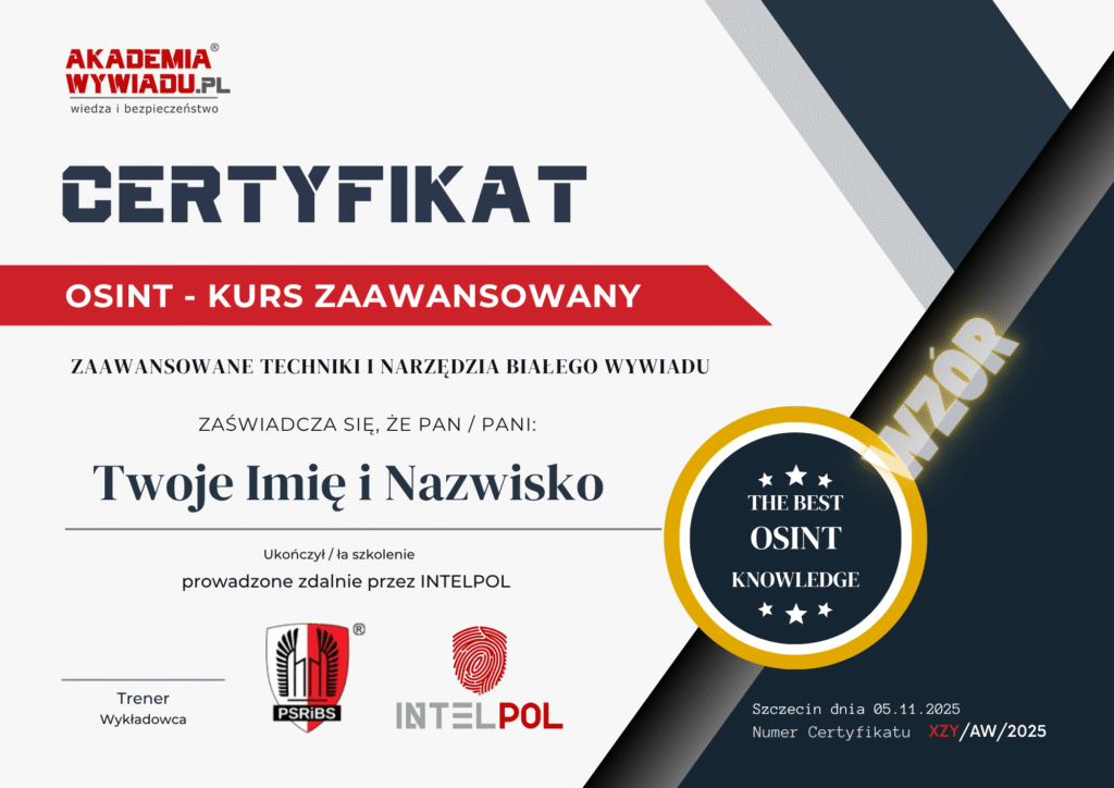 Certyfikat OSINT Białego Wywiadu